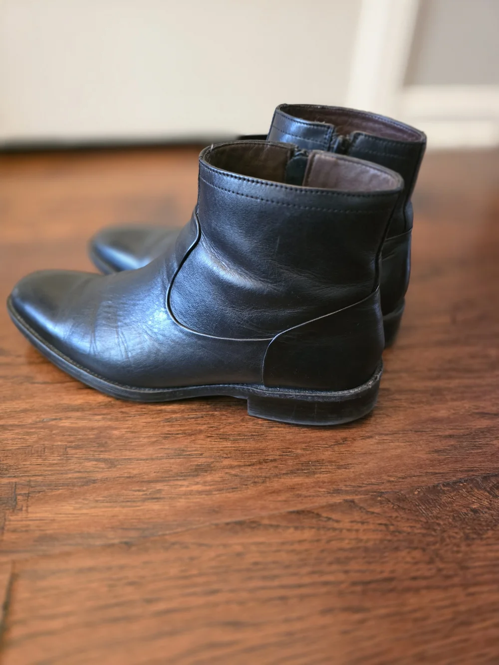 Men's Black Leather Chukka Boots with Side Zipper